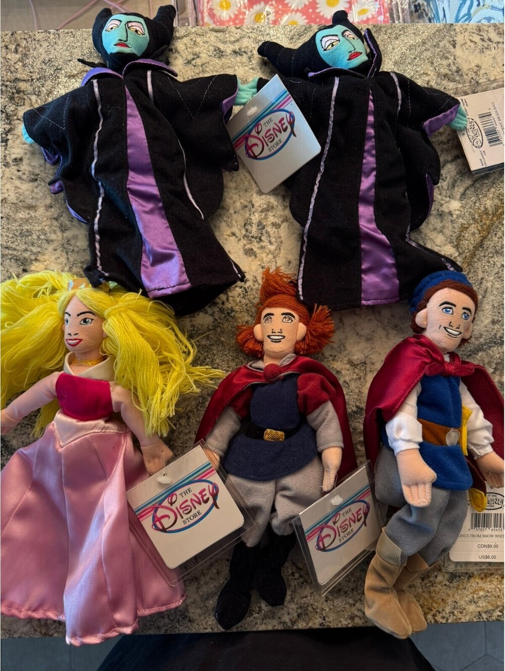 Disney Sleeping Beauty Plush Doll Set - Aurora, Prince Phillip, and Maleficent